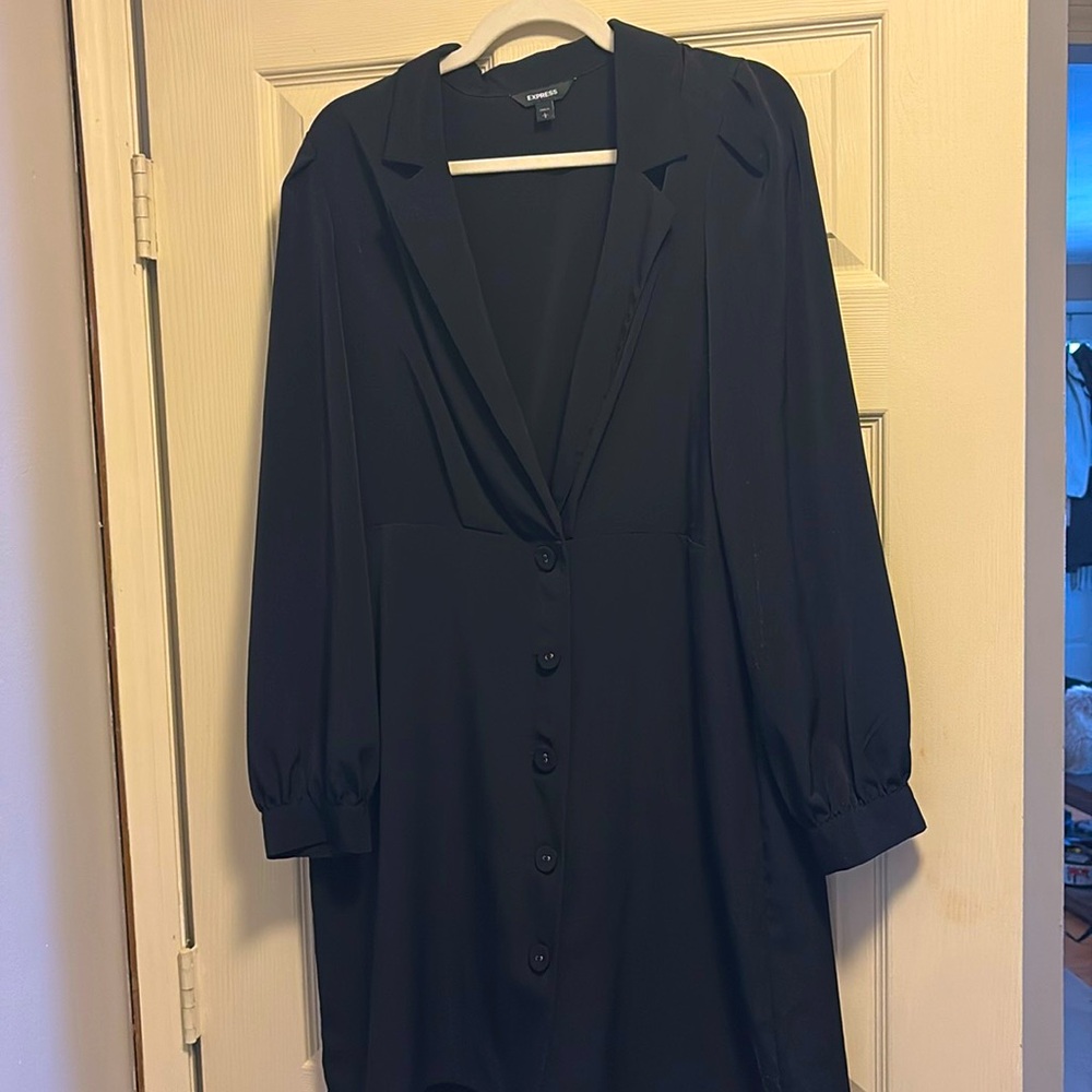 Express black button down dress